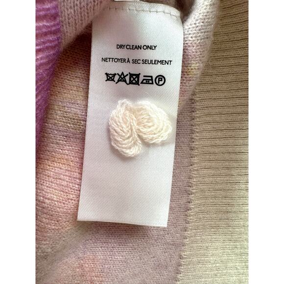 Pilcro Alani Mock Neck Cashmere Sweater XS Floral Purple Pink Boxy Relaxed - Picture 6 of 7